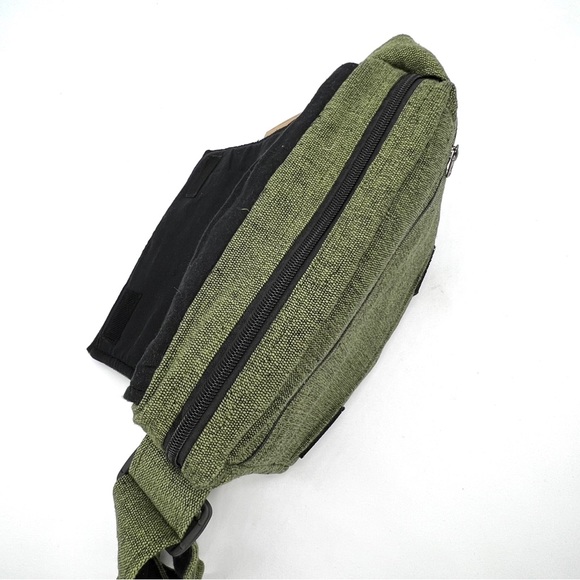 Green Messenger Bag Sustainable Eco bag Handmade Gift Swirl Sun Embroidery - Picture 5 of 8